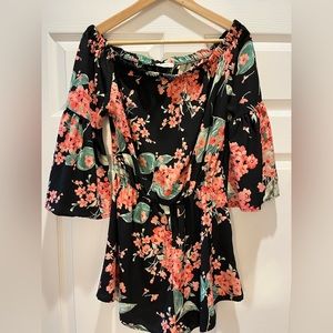 Floral off the shoulder romper